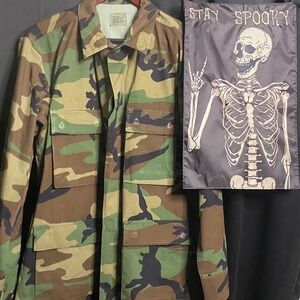 Woodland Camo Combat‎ Coat Hot Weather Military Style Jacket Utility